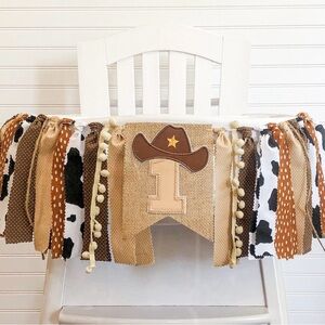 First Birthday Cowboy Highchair Banner